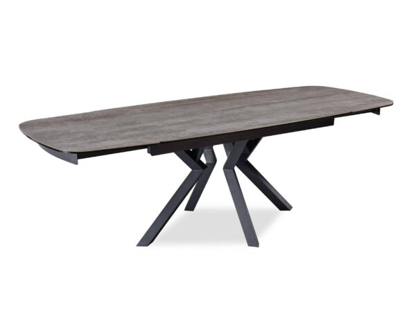 table tonneau ANEMONE avec plateau en céramique et lignes arrondies