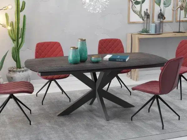 table PHOENIX avec plateau finition iron et structure en acier à l’esthétique industrielle