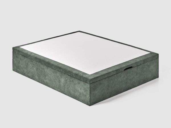 sommier coffre tapissé KIT MAX avec revêtement textile et espace de rangement intégré sous le couchage